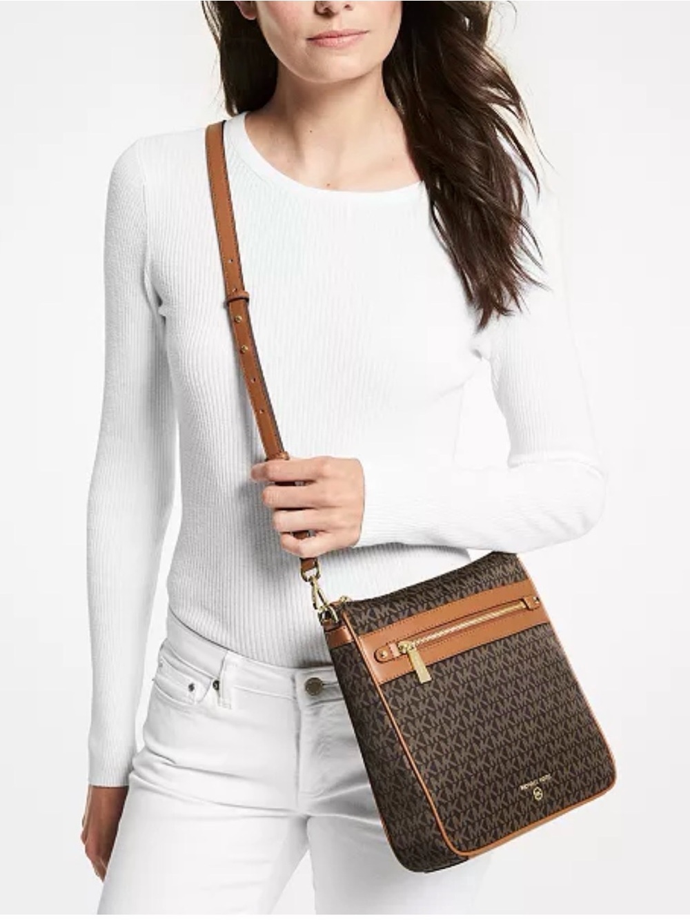 Michael Kors Logo Jet Set Charm Large North South Nylon Crossbody NWOT